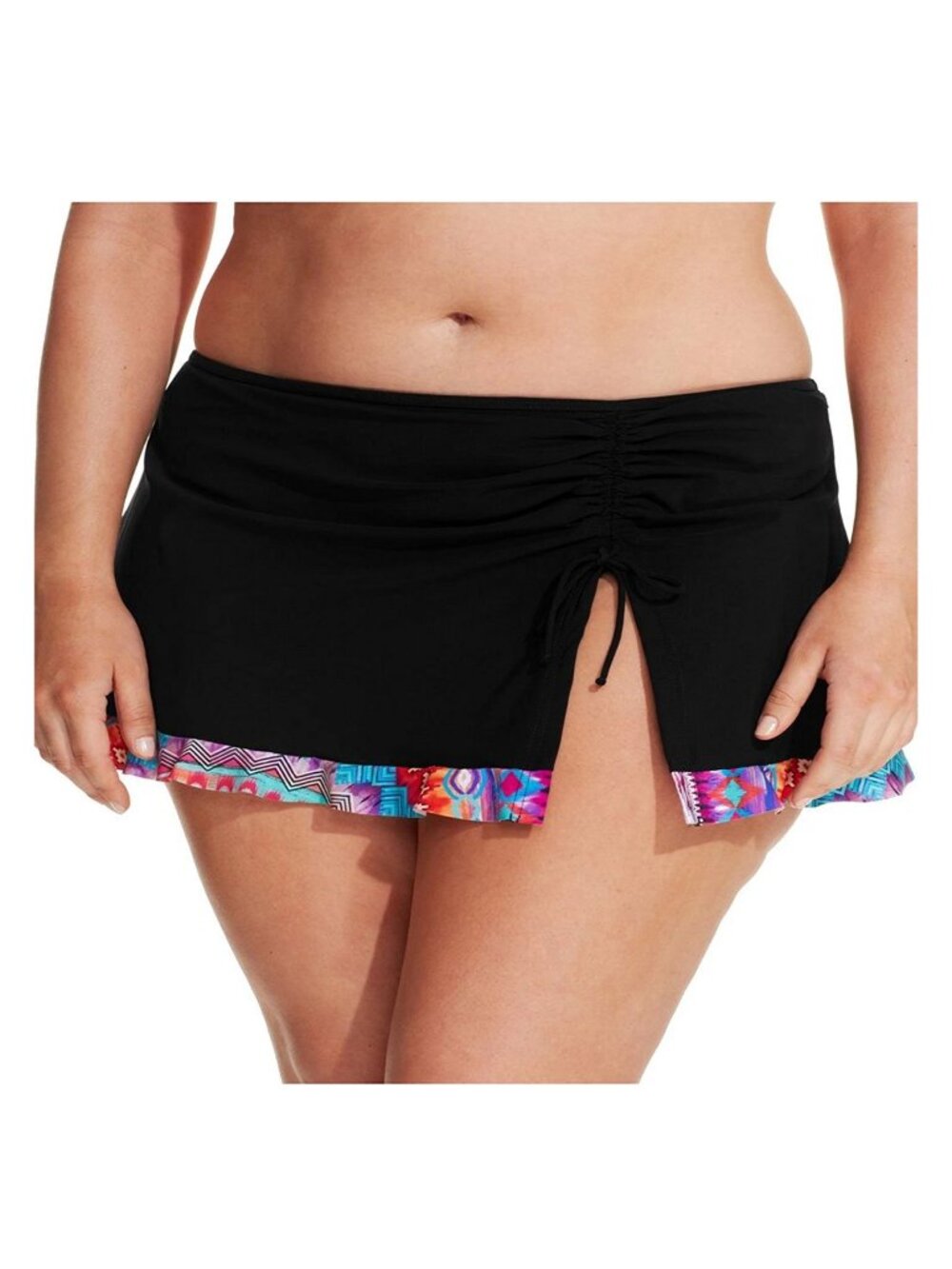 Profile by Gottex Women's Plus Size Printed-Hem Swim Skirt Bottom, Black, 22W